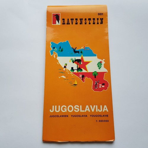 Ravenstein Jugoslavia Road Map Motor Motoring Travel 1980s tourist 25cm VTG - Afbeelding 1 van 13