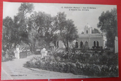 Old postcard postcard Morocco early 1900 RABAT OUDAYAS DAR EL BARAKA OLIVE TREES