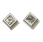GIA 14k white gold VS2 G 1.40ct princess square diamond stud earrings Natural — photo 1
