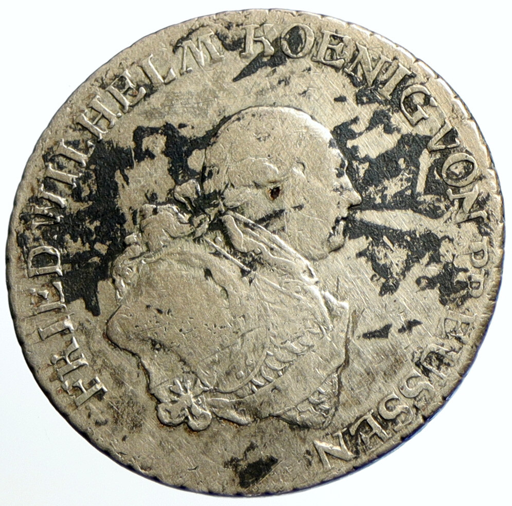 1791 PRUSSIA King Friedrich Wilhelm II GERMANY Silver 1/3 Thaler