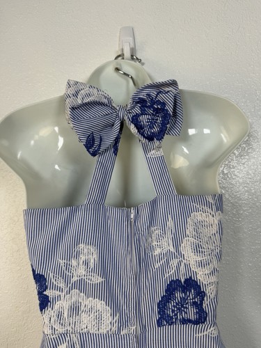Rare Editions Kids Dress Big Girls Size 14 Preteen Blue White Floral Halter - Picture 8 of 10
