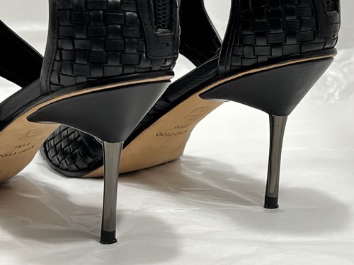 BCBG MAXZAZRIA Ma-Cira BLACK Woven Leather Studded High Heel Open Sandals 6.5M - Picture 8 of 12