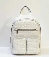 MICHAEL KORS JET SET ITEM MEDIUM POCKET BACKPACK MK OPTIC WHITE
