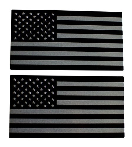 2x 3D ALUMINUM American Flag Decal Sticker Emblem 3M Black/Silver HUGE 5"x2.75" - 第 2/8 張圖片
