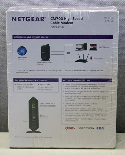 Netgear CM700 High Speed DOCSIS 3.0 Cable Modem New NIB CM700-100NAS  - Picture 3 of 6