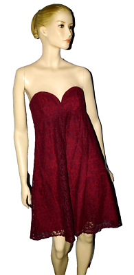 MACY NEW NWT $148 SZ 6 S SMALL BURGUNDY LACE SWEETHEART STRAPLESS MINI DRESS | eBay MACY NEW NWT $148 SZ 6 S SMALL BURGUNDY LACE SWEETHEART STRAPLESS MINI DRESS | eBay