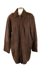 Noble Brown Leather Coat Jacket Size Xl Womens Button Up Real Leather