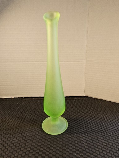 Westmoreland Green Mist Satin Glass Footed Swung Bud Vase 9  display picture 1