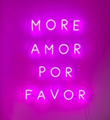 MORE AMOR POR FAVOR LED Schild NEON DIMMBAR 50 X 37 RGB NEU