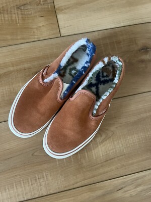 NEW Vans Classic Slip On Women's 6.5 Men's 5 Suede Sherpa Sunburn