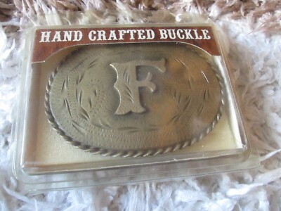 Vintage ''F'' Spec-Cast Bronze / Metal Belt Buckle Made in the USA Denver Co 1981