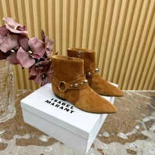 ISABEL MARANT Luxury Classic Women's Heels Ankle Boots Cowhide Suede in Brown