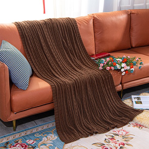 Cotton Cable Knit Bed Blanket Good Craftsmanship 20 Colors Throw Blanket - Picture 19 of 69