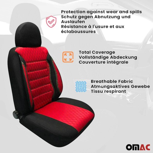 Front Car Seat Covers Protector for Mercedes Polycotton Black Red 2Pcs - 第 3/10 張圖片