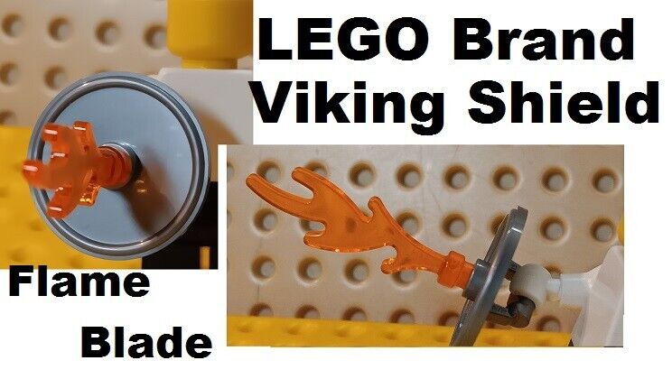 LEGO Viking Flame Shield Batman  Fire Thrower Defender Silver Round Battle