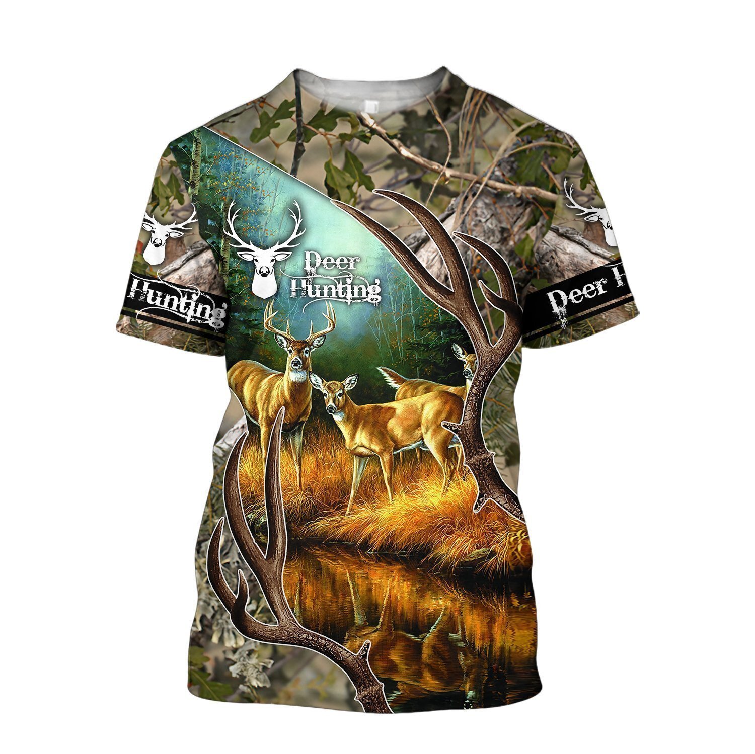 Deer Hunting Camo 3D Over Printed Unisex Deluxe T-shirt , 3D T-shirt Design