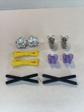 5 Pairs Vintage Barrettes / Hair Clips / Butterfly Clip / Pins - Plastic Metal