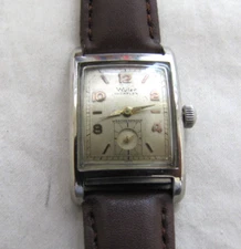 WYLER INCA VINT SS RECTANGULAR CLAMSHELL WP 17J ETA 1220 MANUAL WIND GREAT DIAL