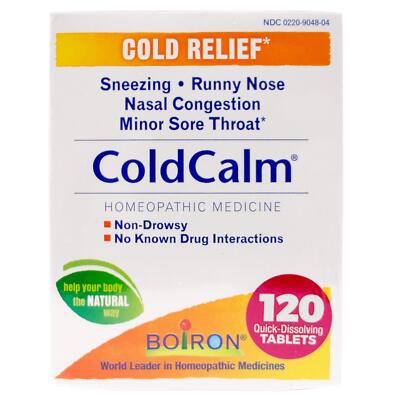 BB02/29 Boiron ColdCalm Tablets Non-Drowsy 120 Count 2 Pack Cold Relief