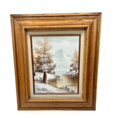 Vintage Oil Painting On Canvas A. Lampert ''Color Your World Silver'' Wood Frame