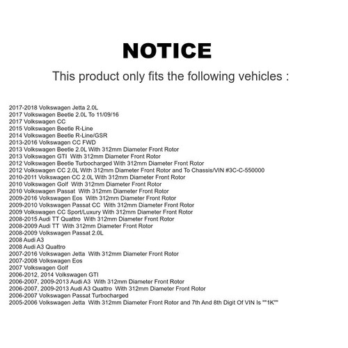 Front Brake Rotors and Pads Kit for 2017-17 Volkswagen Jetta 5Lug, OEW21 Polishe - Picture 2 of 8