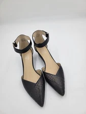 Franco Sarto L-Cammy2 Ankle Strap Wedge Shoes Black Sz 8.5M
