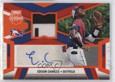 2023 Elite Extra Edition DPL Material Signatures Orange Edison Charles Auto 8x7