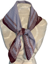 FENDI Scarf Purple Burgundy Gray Logo Water Resist Rolled Hem Square 27" x 26.5"