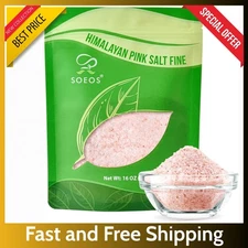 Himalayan Pink Salt Fine Grain – Soeos 16 oz Natural Rock Salt for Grinder Use..