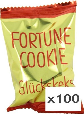 100 Glückskekse je 6g einzeln in Goldfolie verpackt - Marke DIAMOND