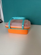Tupperware Pack N Carry Mini Lunch Box Orange And Aqua RARE