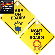 Baby an Bord Warnschilder Set 4,7 Zoll Sicherheitsaufkleber mit Saugnäpfen