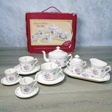 Set da tè American Girl Samantha tazza piattino zuccheriera cremosa piatto teiera scatola