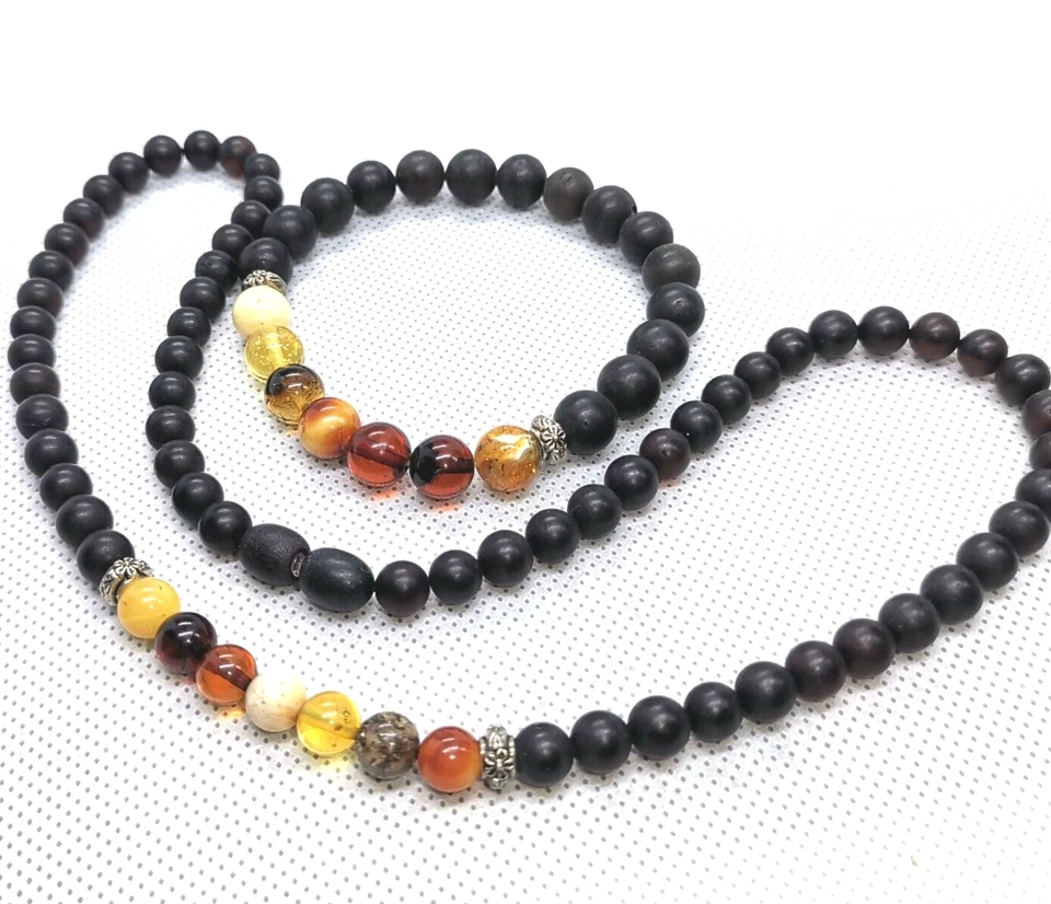 Conjunto de joyas ámbar piedras preciosas naturales cuentas collar y pulsera regalo Foto 2 de 4