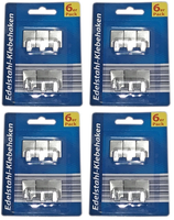 4X 6 Klebehaken Edelstahl Eckig Selbstklebend 3Cm Hoch Wandhaken Handtuchhaken