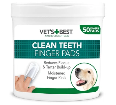 VET'S BEST Dog Dental Care Finger Wipes | Reduces Plaque & Freshens Breath | Teeth C