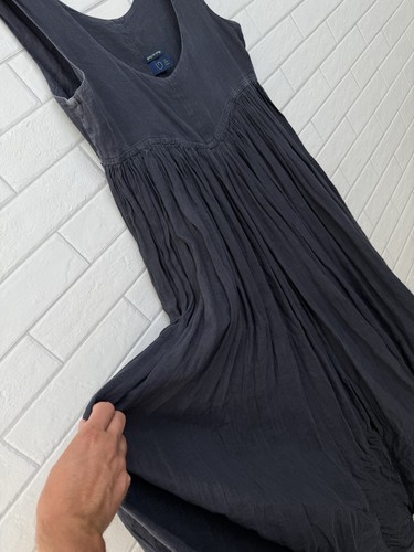 ROMEO GIGLI Blue Lagenlook Sleeveless 100% Linen Long Dress Size M - Picture 4 of 12