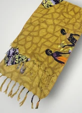 African Print Scarf Headwrap Yellow 37" L X 11" W 