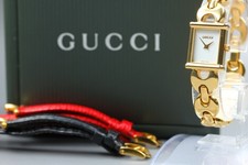 [Near MINT w/Box] GUCCI 1800L Change Belt Gold White Dial Quartz Woman's Watch