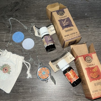 Mindful Souls Dream Catcher Diffuser Necklace & 2 Goloka Essential Oils Gift Set