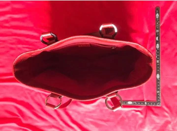 GUCCI GG Print Red Leather Tote Bag Authentic Vintage thumbnail 5