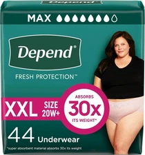 Depend Fresh Protection Adult Diapers, Incontinence & 2X-Large, White 