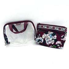Vera Bradley Bordeaux Blooms 2 Piece Cosmetics Bag Set