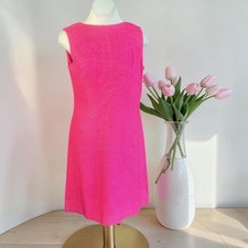Alison Ayres Dress Vintage 60s Hot Pink Hemp Sleeveless Sheath