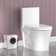 16.1" 600W One Piece Macerating Toilet with 3 Inlets Upflow Pump for Basement