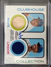 2022 Topps Heritage Clubhouse Collection Dual Relic Card Mays Lindor 72/73