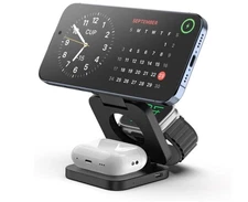 KU XIU Fast Wireless Charger, Magnetic Foldable 3 in 1 Charging Station for iPh
