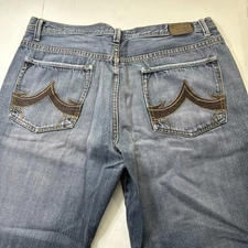 Flypaper Mens Baggy Wide Leg Embroidered Faded Blue 36X30 #308