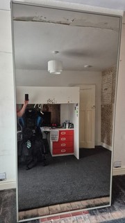 Sliding mirrored wardrobe doors x3 and track (3.56m) used