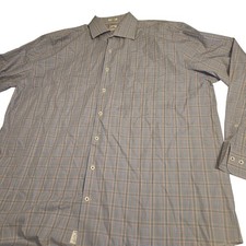 Peter Millar Shirt Mens 2XL Blue Orange Plaid Button Down Long Sleeve Dress XXL